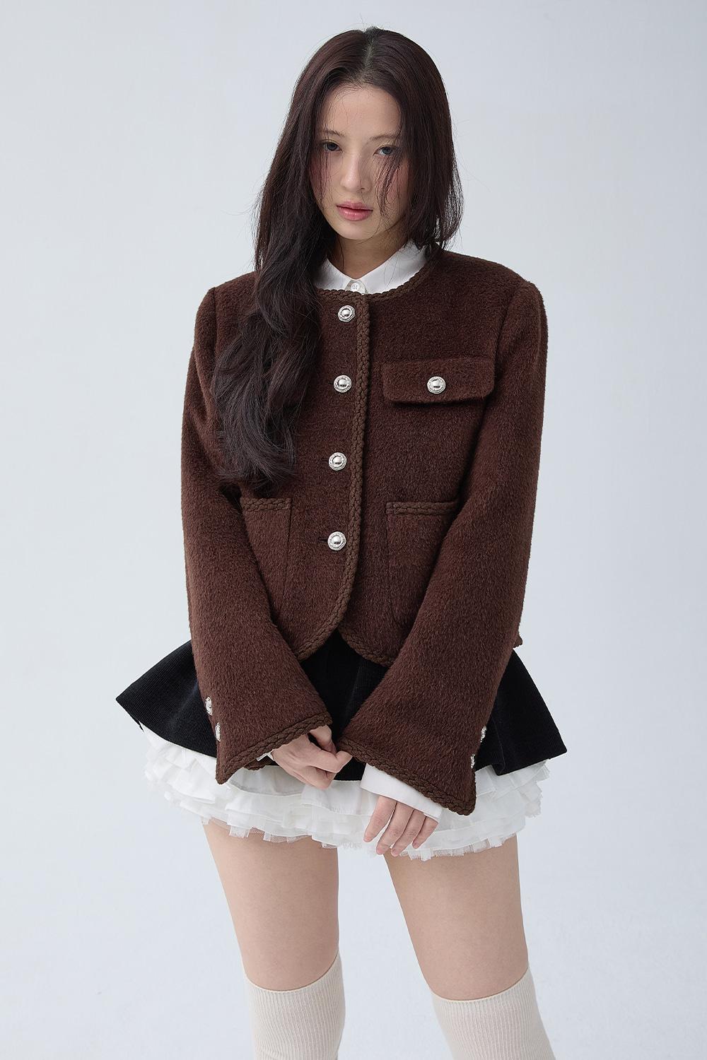 [12월 5일 예약배송] [2차] [ITALY BUTTON]ALPACA BINDING TWEED JACKET_TT5W004BR