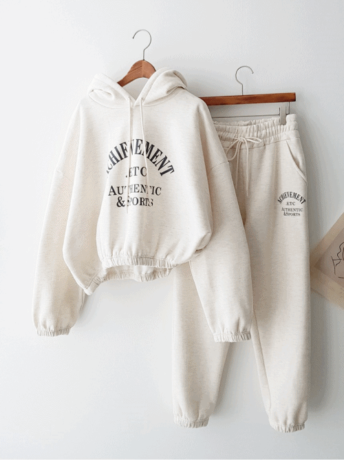 스타일리쉬 밴딩 후드 맨투맨 티셔츠+조거팬츠 트레이닝바지 투피스 데일리 꾸안꾸 추리닝 세트
