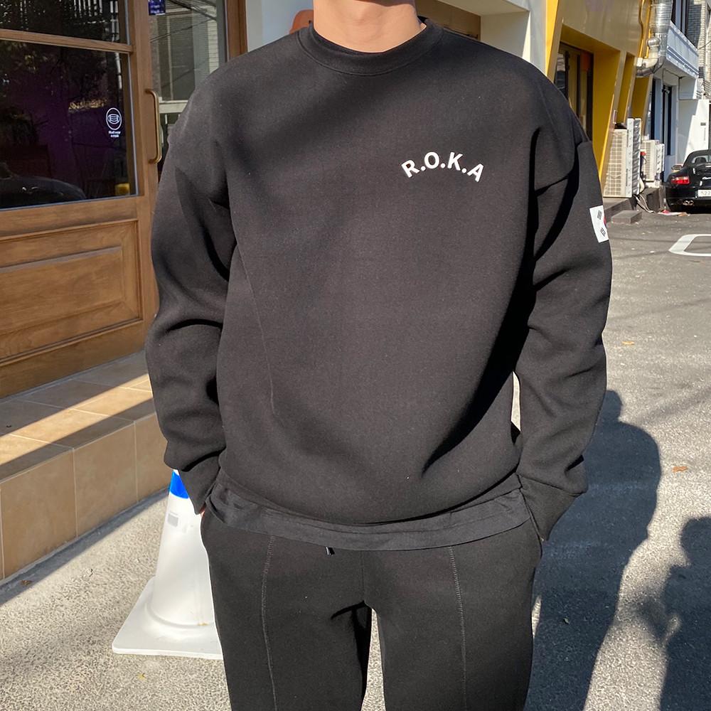 국산 ROKA 로카 맨투맨 로카티 검정 - 군인맨투맨 코리아아미