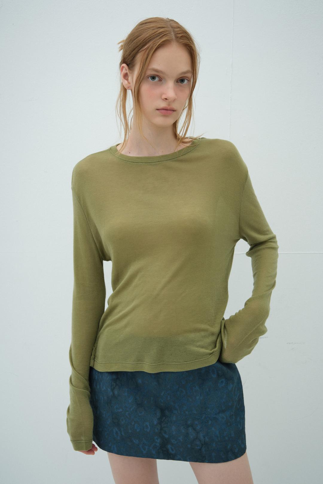 SOFT WOOL TENCEL T-SHIRT_LIME GREEN