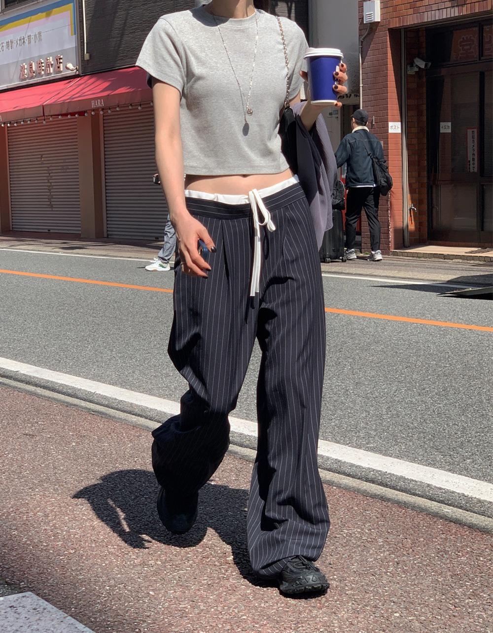 [그레이 당일출고]로우 더블 ST slacks