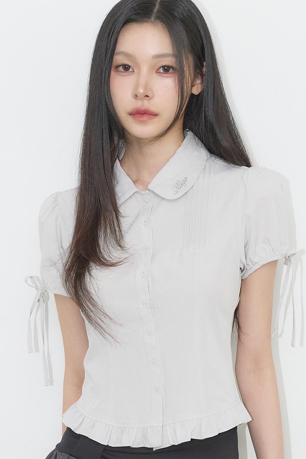세라 퍼프 블라우스 그레이