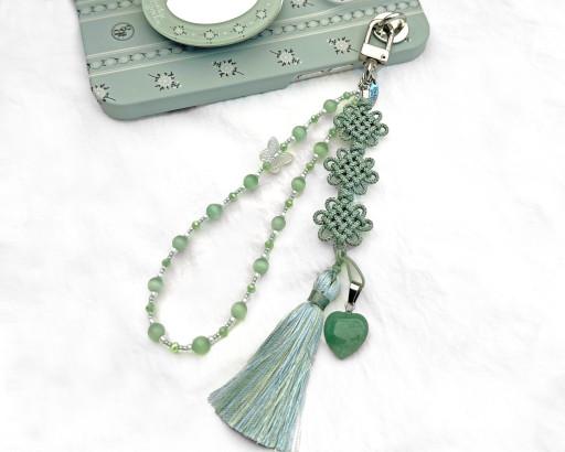 [무료배송/선물] 국화매듭 나비 태슬 키링 - 양록색