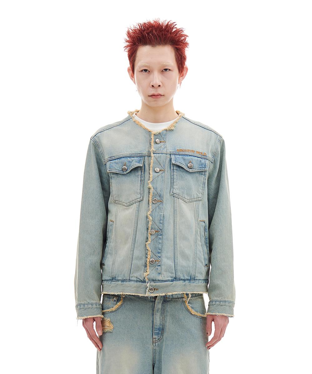 NON-COLLAR DENIM JACKET (LIGHT BLUE)