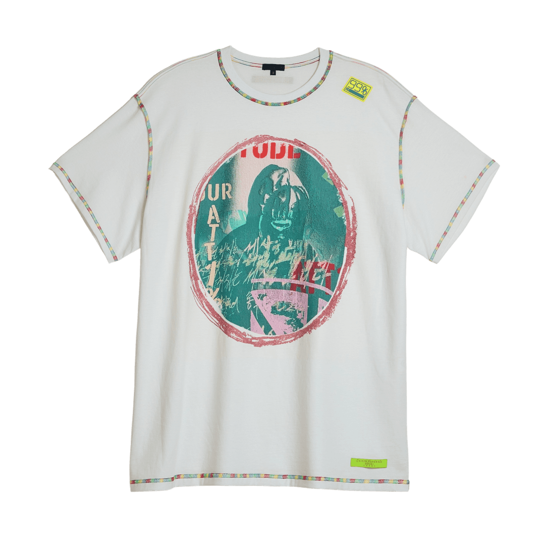 OUR FACE RAINBOW STITCH T-SHIRT (WHITE)