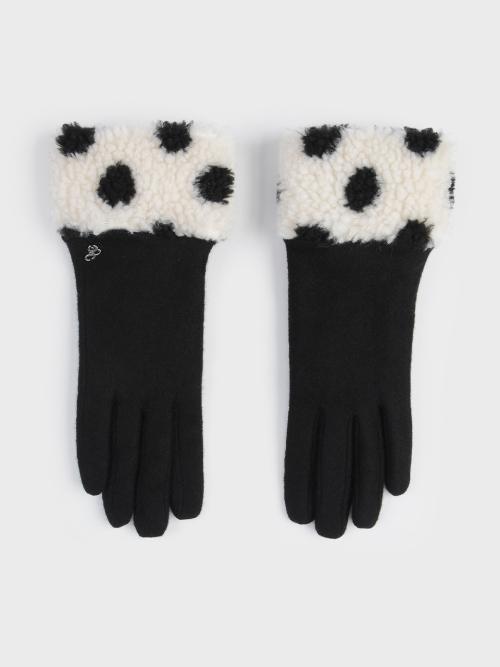 폴카 도트 모직 울 장갑 (블랙)
