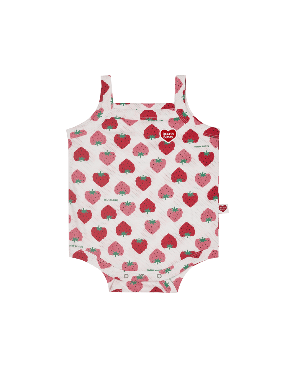 BABY Pink Berry Pattern Strap Mesh Bodysuit