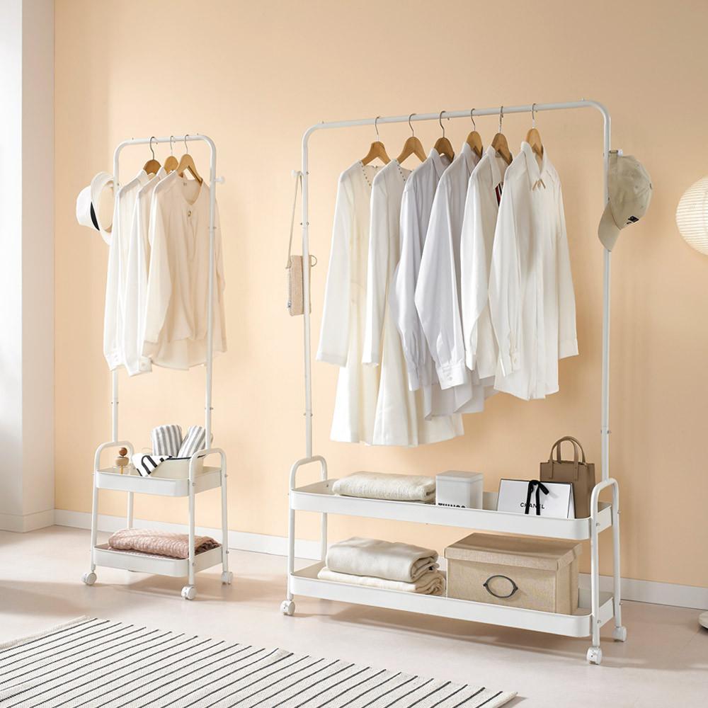 이동식 트롤리 행거 2단 스탠드 옷걸이 옷 철제 행거