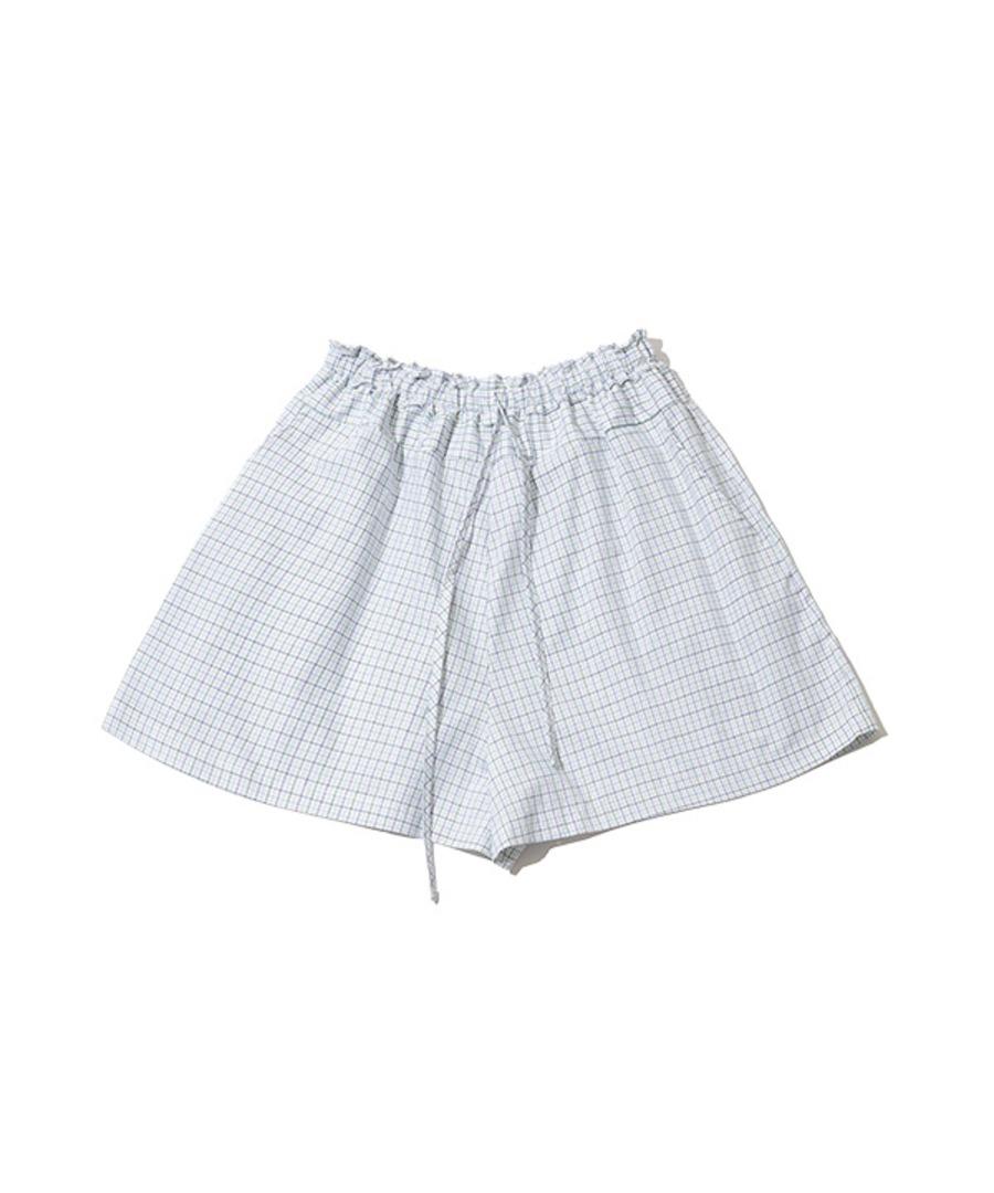 Check Shirring Trunk Shorts (light green)