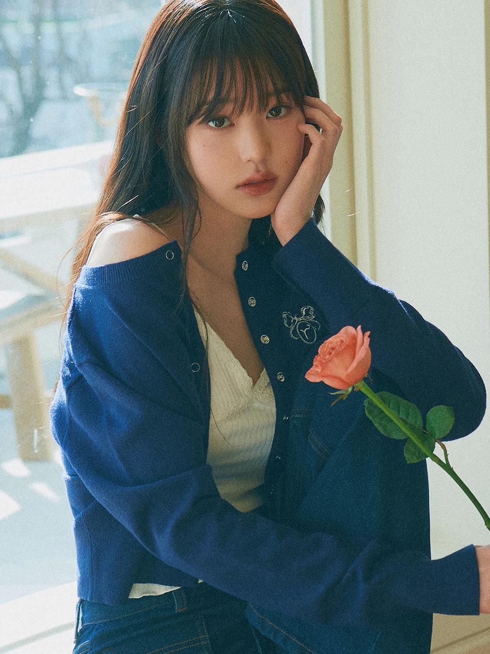 BUTTON SLIM CARDIGAN NAVY