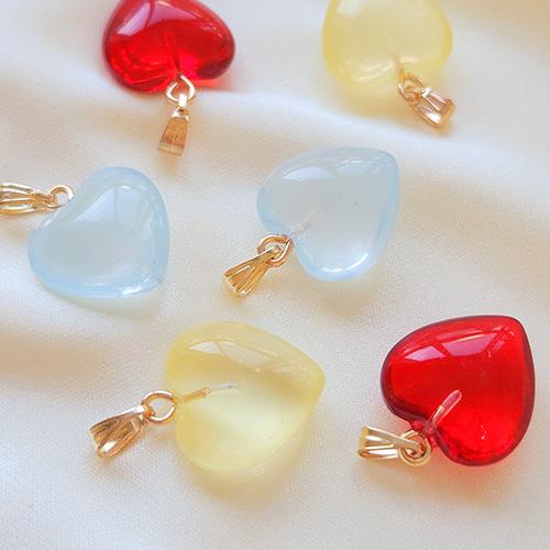 유리수정 하트 목걸이팬던트 (2개)