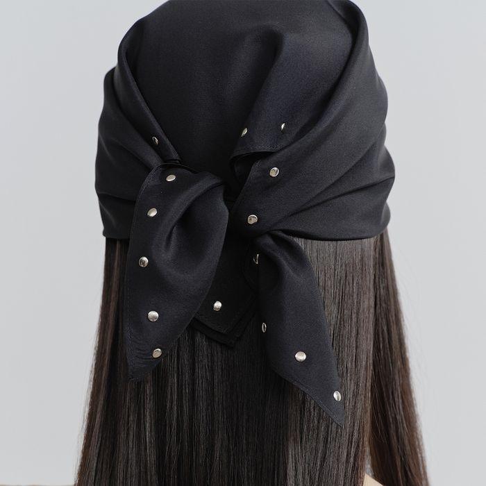 STUD SQUARE SCARF (BLACK)
