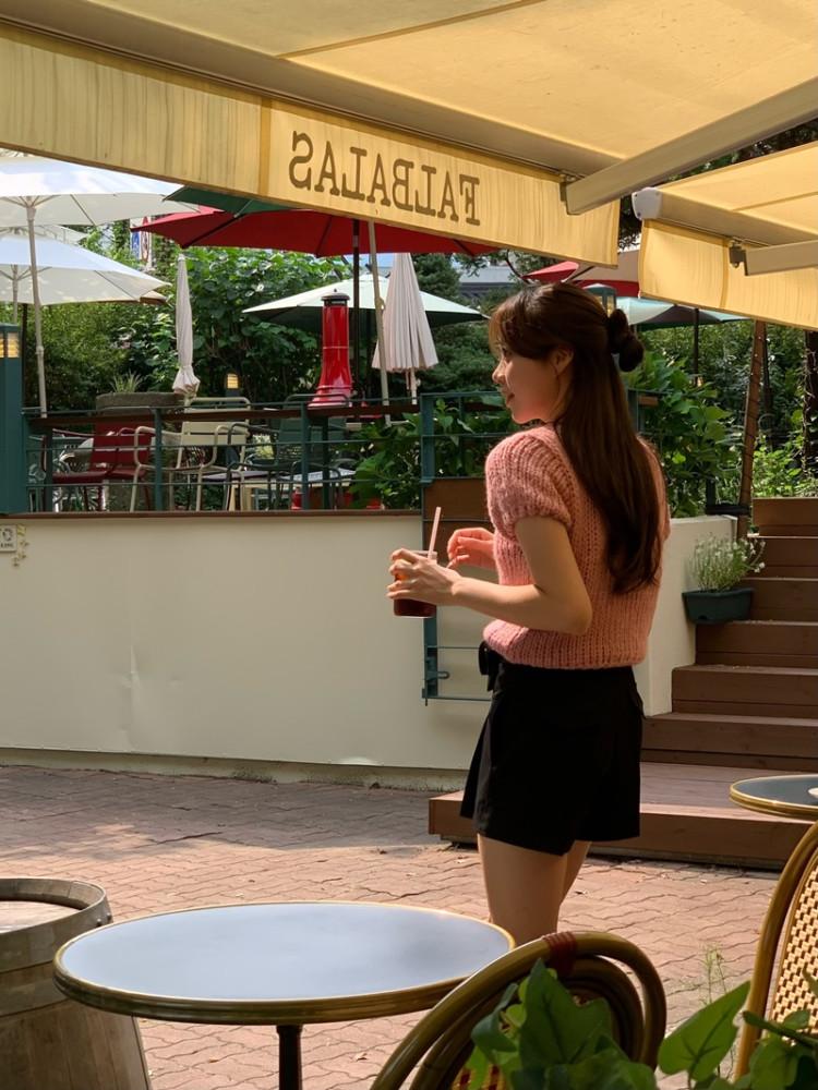 [클마로] 테그 알파카 핸드메이드 반팔 니트