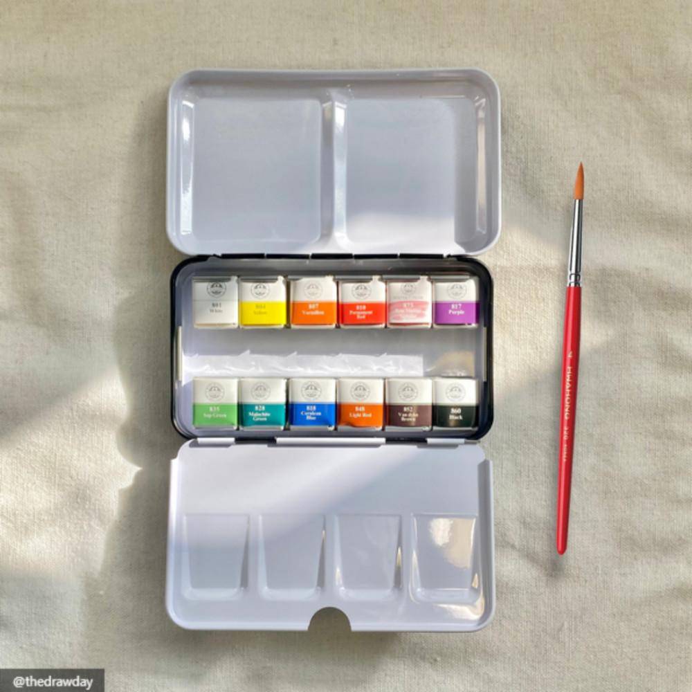 [그림화방] 도서출판 이종x문교 팔레트 고체물감12색 세트+화홍 320 4호 세트