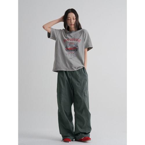 코튼 카고 밴딩 팬츠  카키