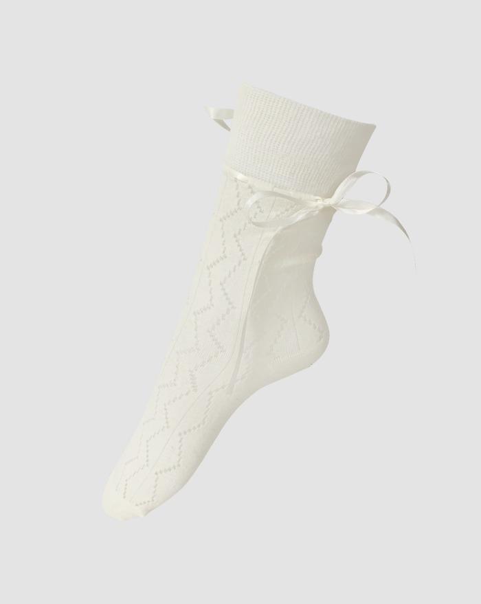 펀칭 리본 스트랩 앵클 삭스