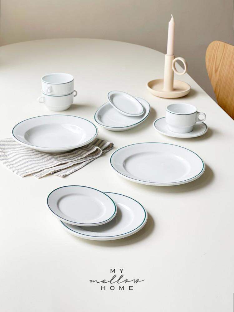 Porvasal 폴바살 그린 라인 접시 원형 스몰