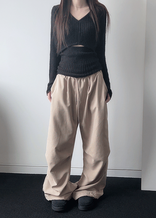 워싱 핀턱 와이드 팬츠 (4컬러)