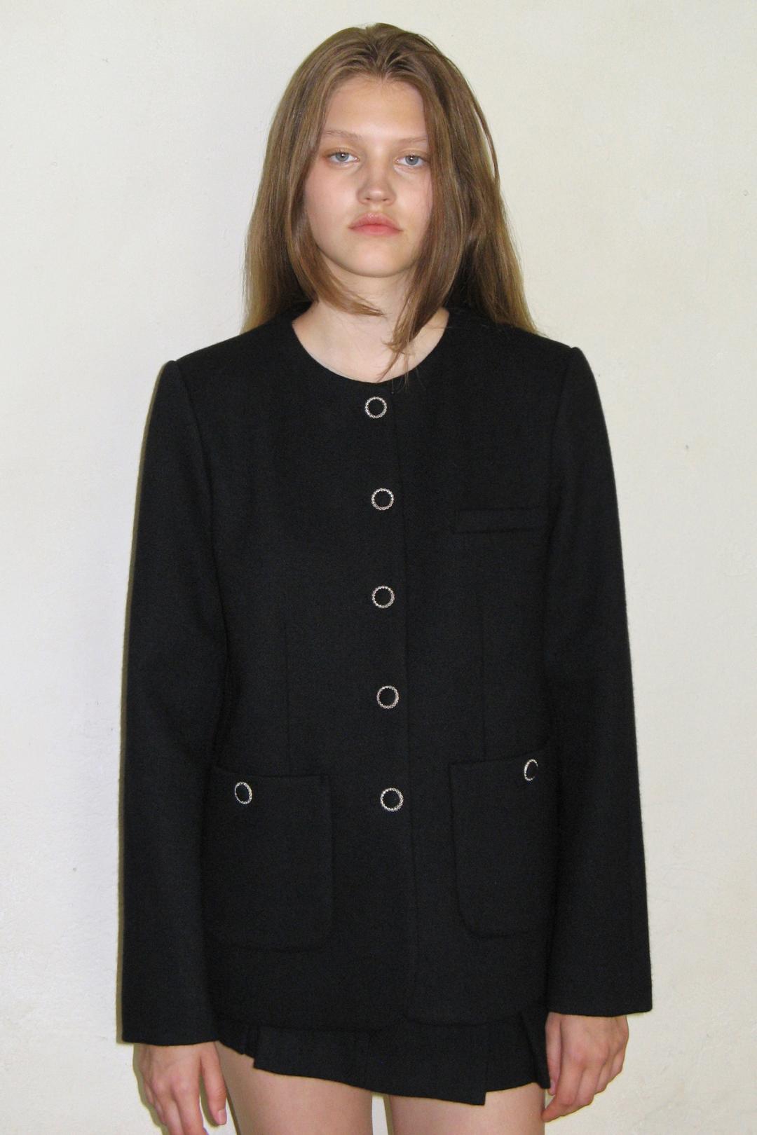 MELTON TWEED JACKET (BLACK)
