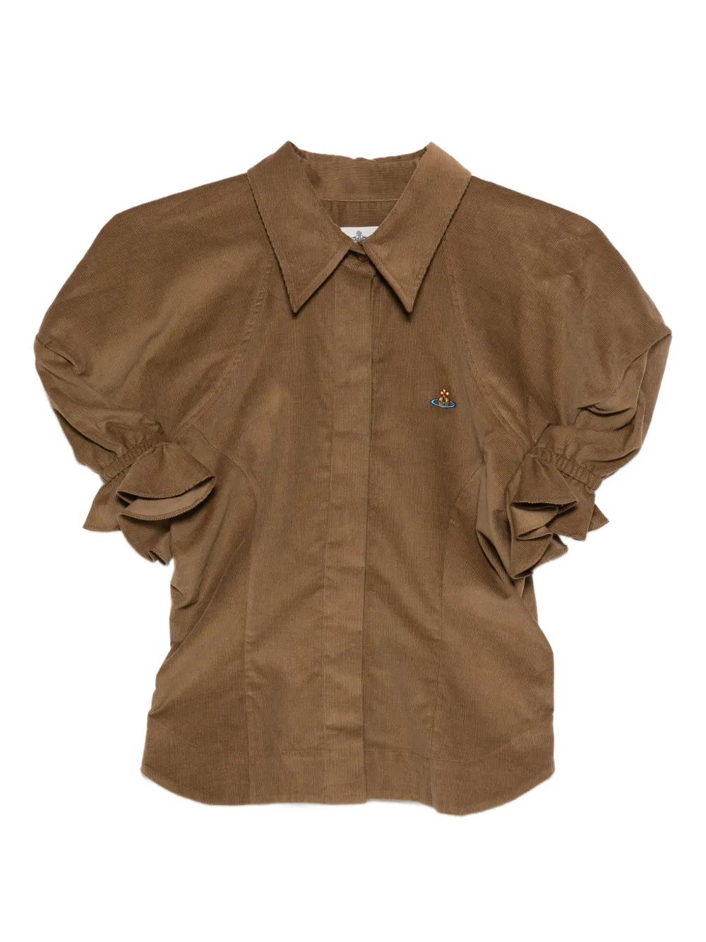 Vivienne Westwood 러플 소매 코튼 탑 | 브라운 | FARFETCH KR