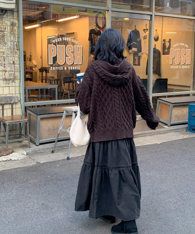 데일리쥬 [무료배송] 블리온 플레어 캉캉 스웨이드 롱 스커트