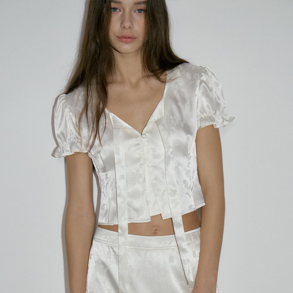 JACQUARD CROP BLOUSE