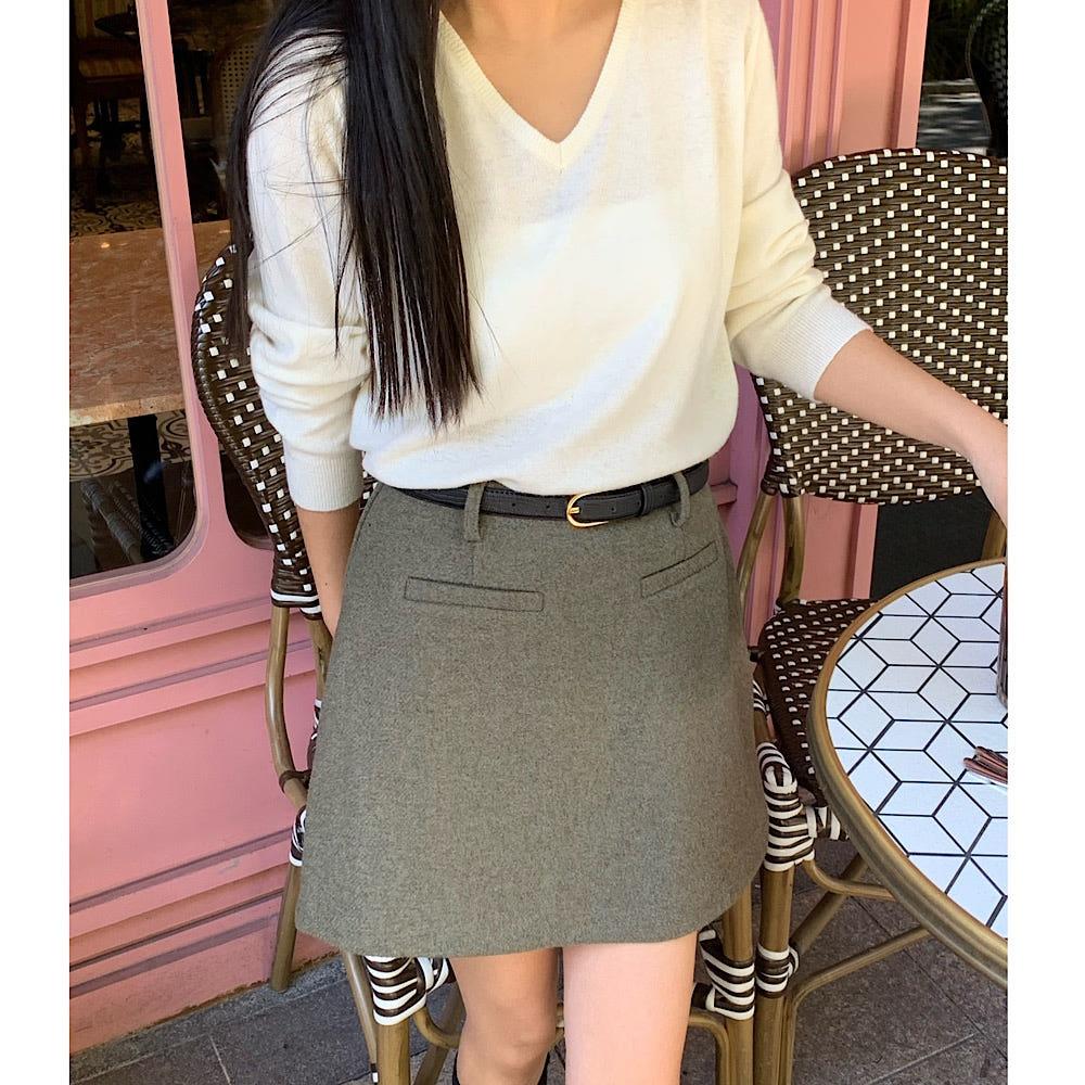 모브말린 울 미니스커트 A라인 겨울치마