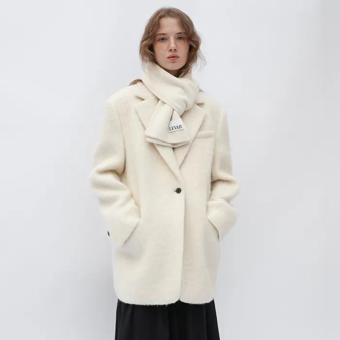 Hairy Alpaca Blended Single Jacket - Vanilla Cream