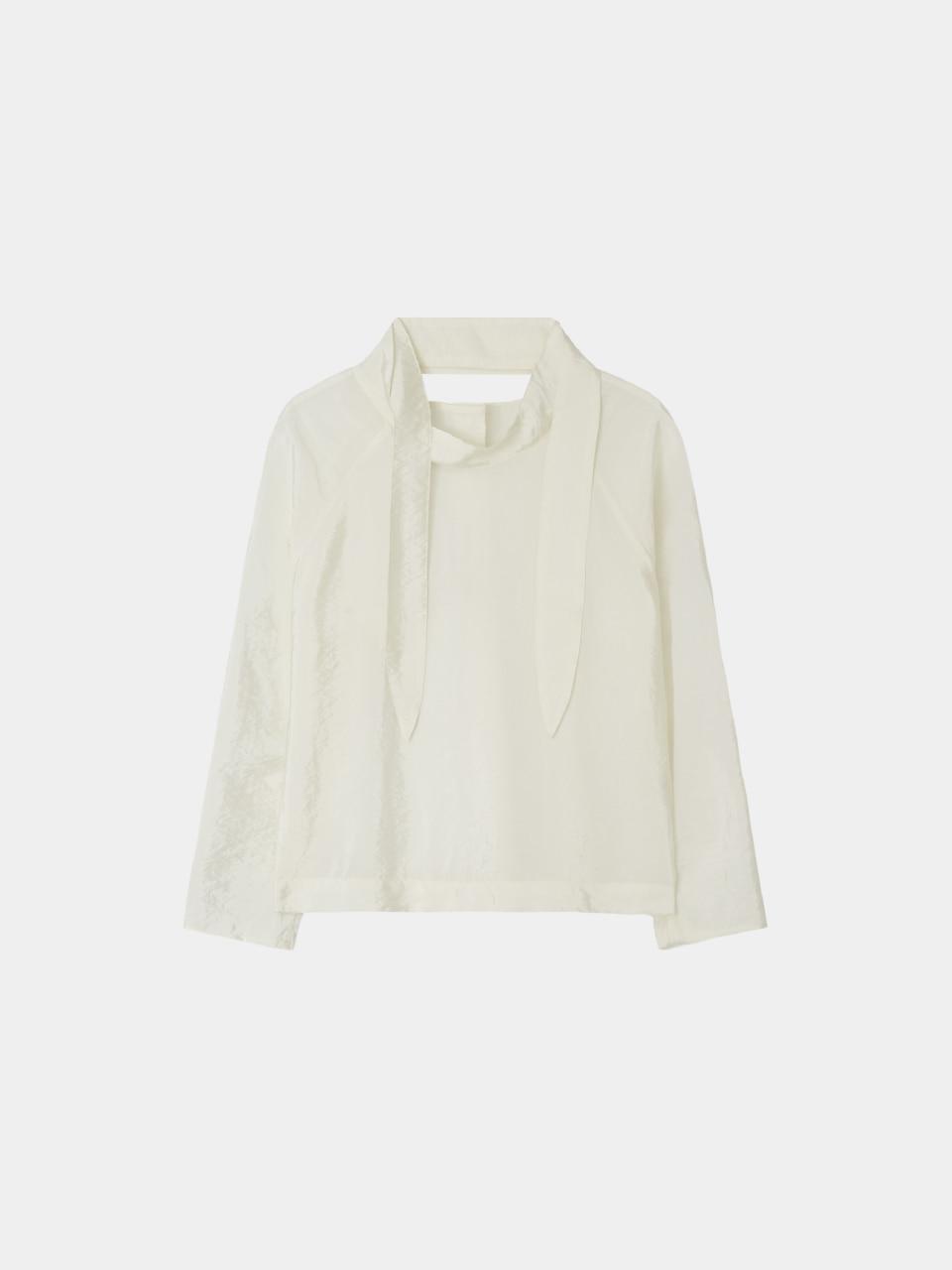 Carol Tie Blouse (Shining ivory)