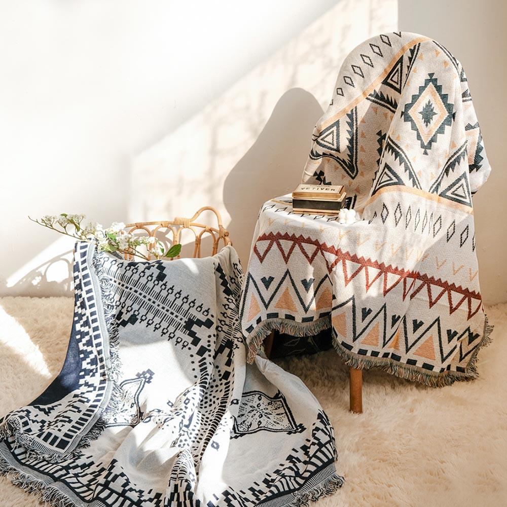 에스닉 블랭킷 180X230 대형 여름 담요 노르딕 보헤미안 캠핑 차박 러그