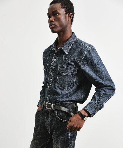 배드가이 데님 웨스턴 셔츠 다크블루