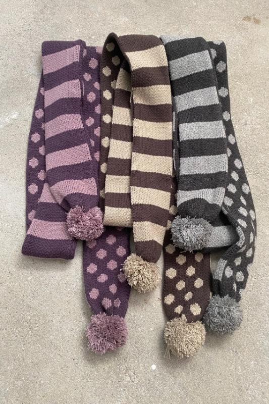 pompom mix knit muffler (3color)