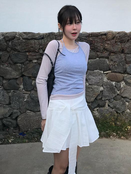 셔링 홀터넥 레이어드 티셔츠 ( 3 colors )