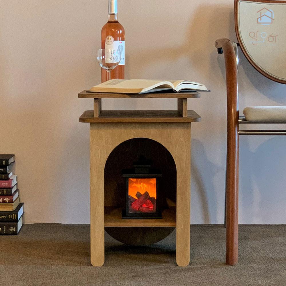 하프문 벽난로 사이드테이블 소파 미니 보조 테이블 이동식 침대테이블