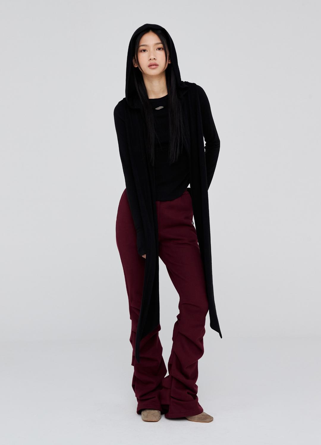 [무료 반품] W 2Way Hoodie Scarf - Black