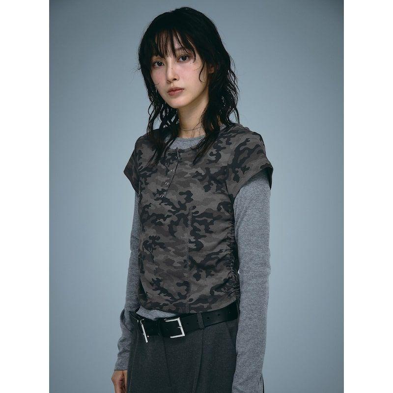 에잇세컨즈 8SECONDS 카모 레이어드 티셔츠 - 애쉬 138665