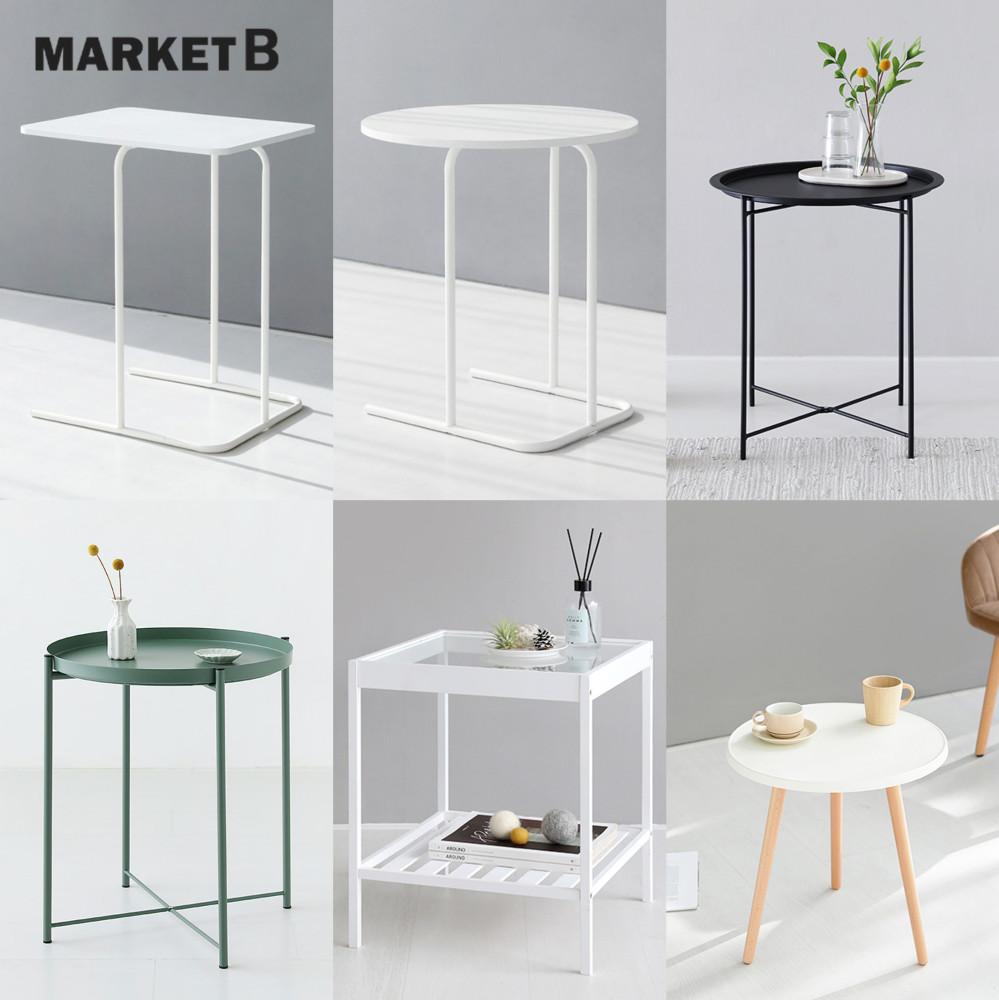 마켓비 사이드테이블 철제 보조 간이 미니 침대옆 소파테이블 쇼파 커피 카페테이블