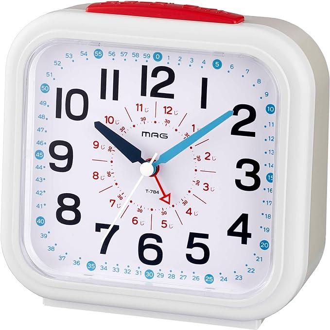 MAG T-784WH-Z Educational Watch, White, Analog, Quiet, Continuous Second Hand, Snooze Function, Light Included