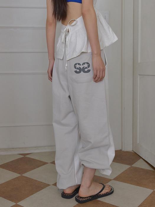 STAR SWEATPANTS, WHITE+GRAY