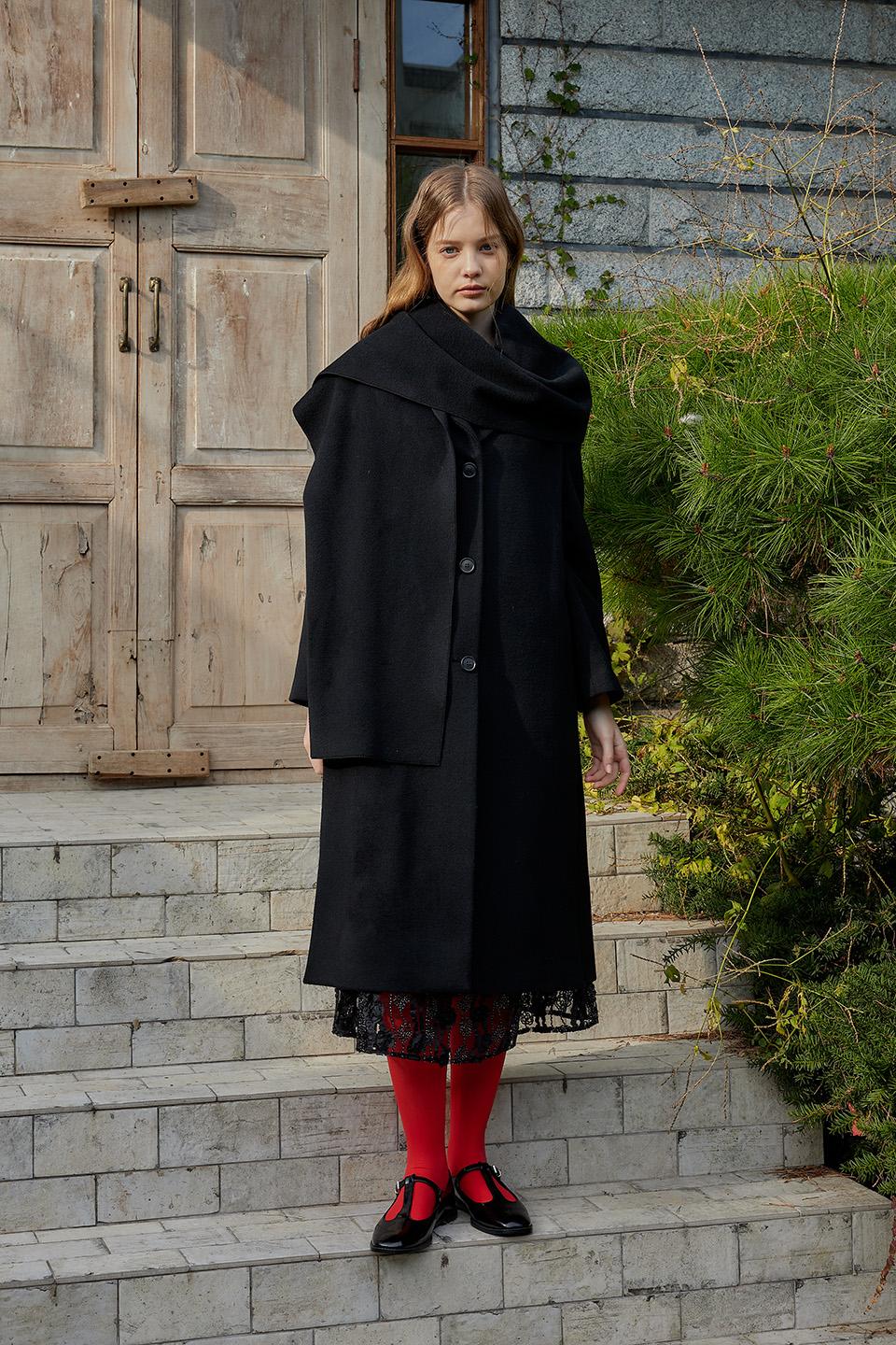 Soho Wool Cashmere Long Coat - Black