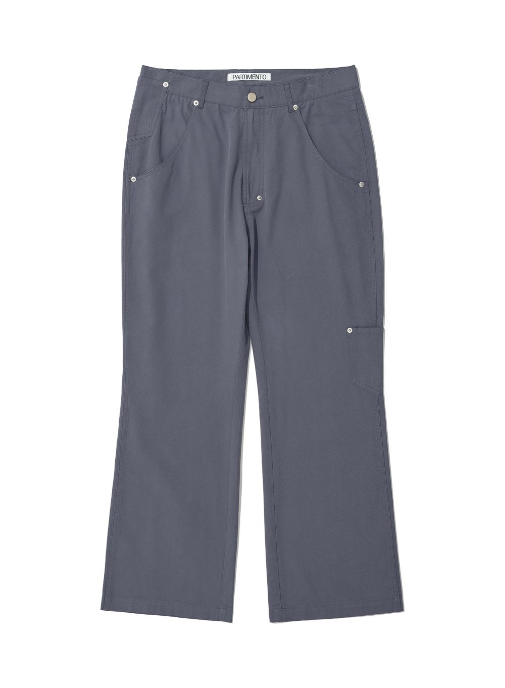[WOMEN] POCKET POINTED WIDE LEG PANTS_DUSTY BLUE