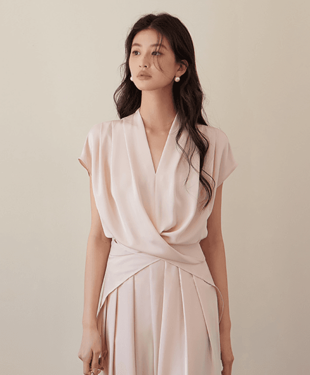 실키 랩 블라우스