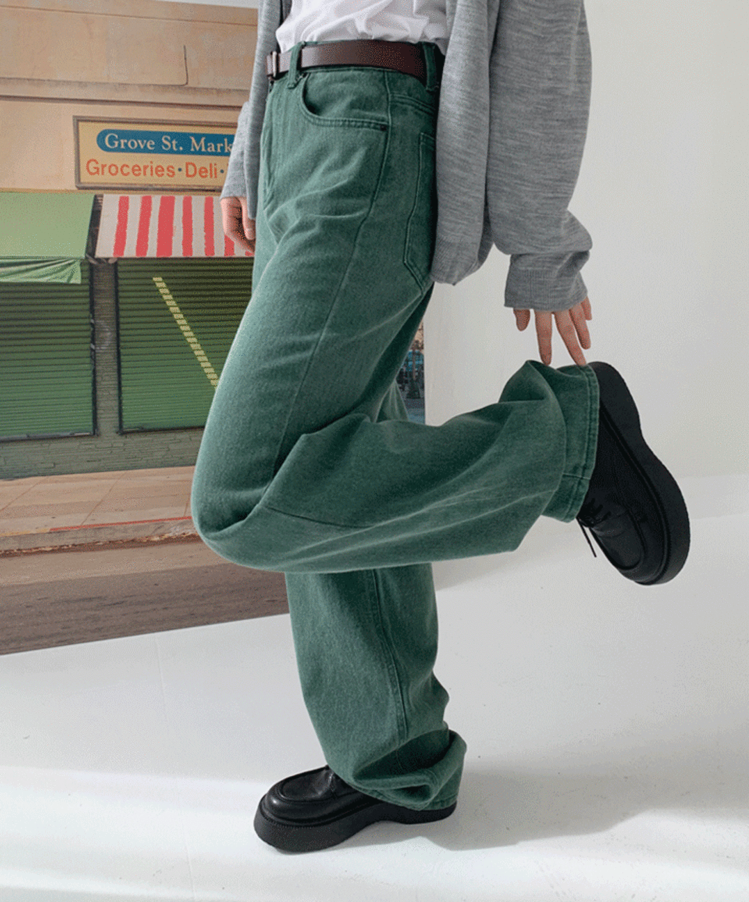 두기 피그먼트 일자팬츠