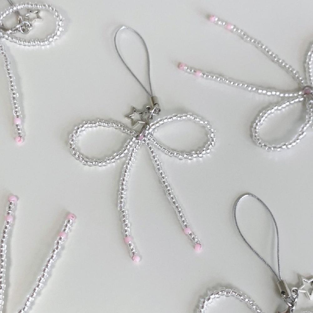 갓수 발레코어 실버 리본 y2k 키링 스타