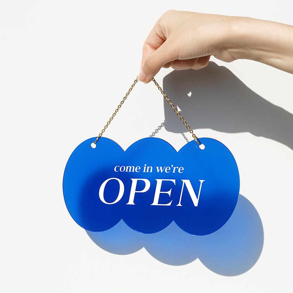 오픈클로즈팻말 오픈팻말 OPENCLOSED 부재중 간판 [블루버블]