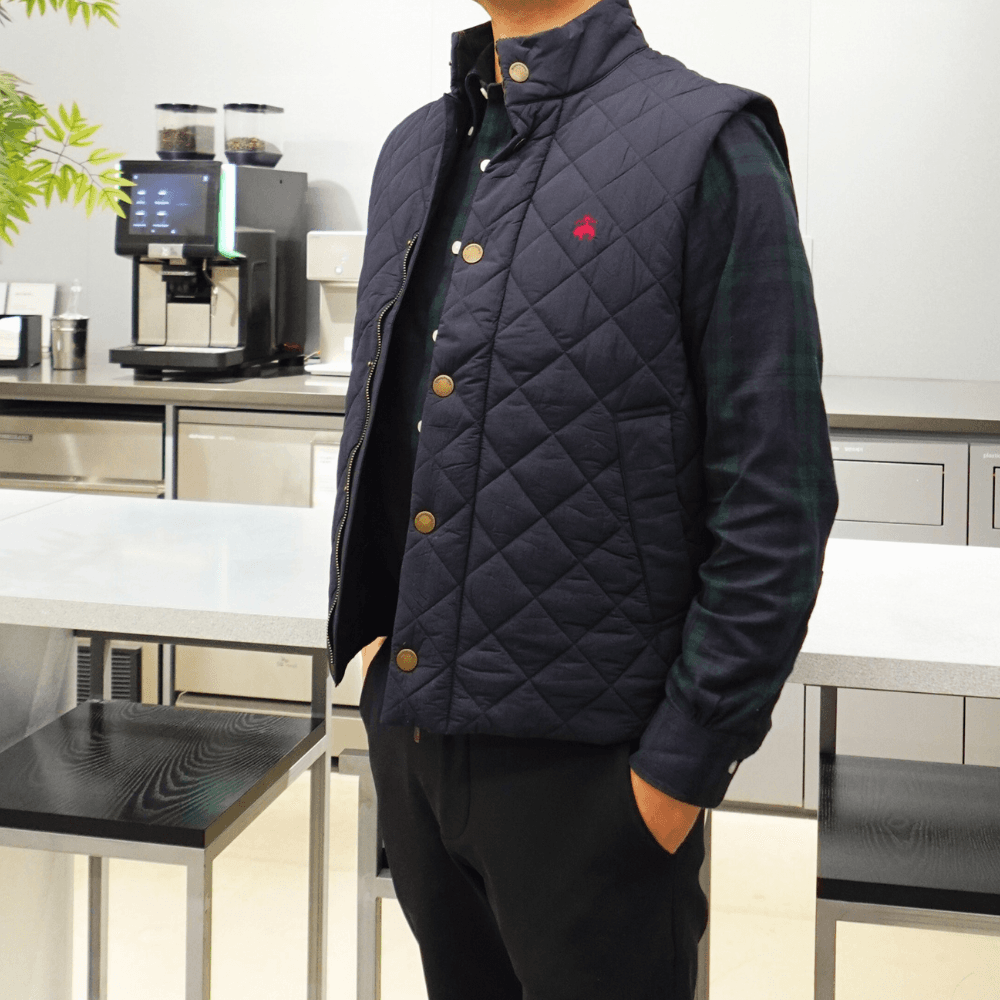 [무료구매 포인트 적립] 브룩스 브라더스 남자 경량 정장 퀄팅 베스트 조끼 네이비, M(100)