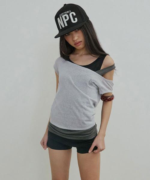 Lazy Sleeveless Layered Tee Pale Gray
