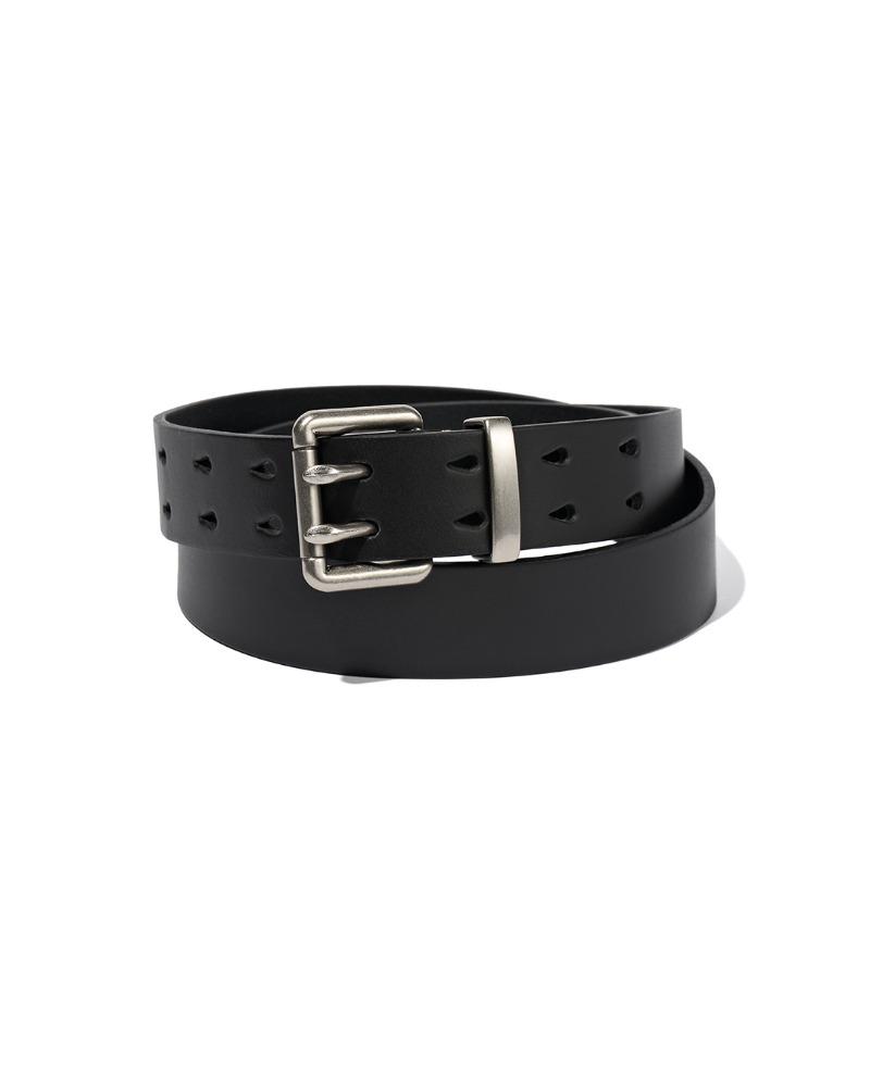 DOUBLE PIN LEATHER BELT / BLACK