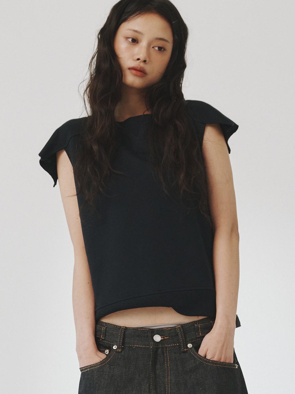 [PLZPROJECT]CUTTING HALF SWEAT, NAVY