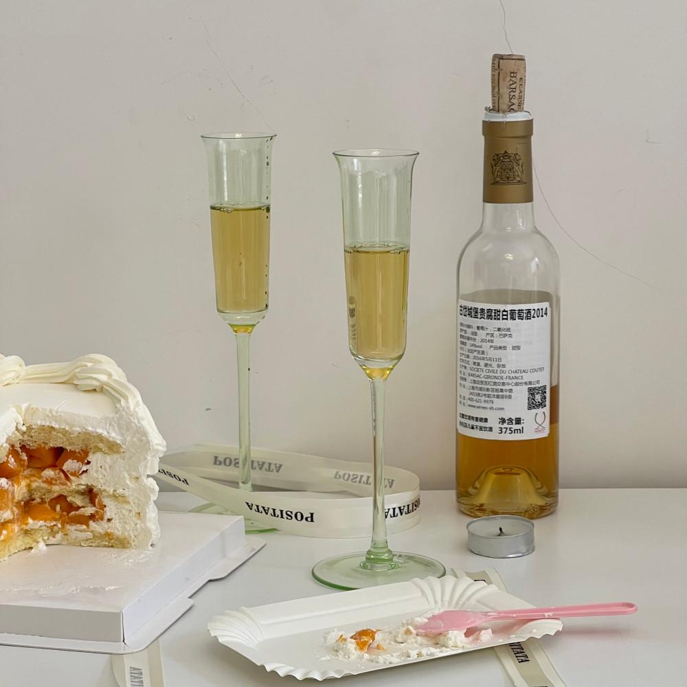 헤이유드 롱 고블렛잔 그린 유리컵 샴페인잔 와인잔